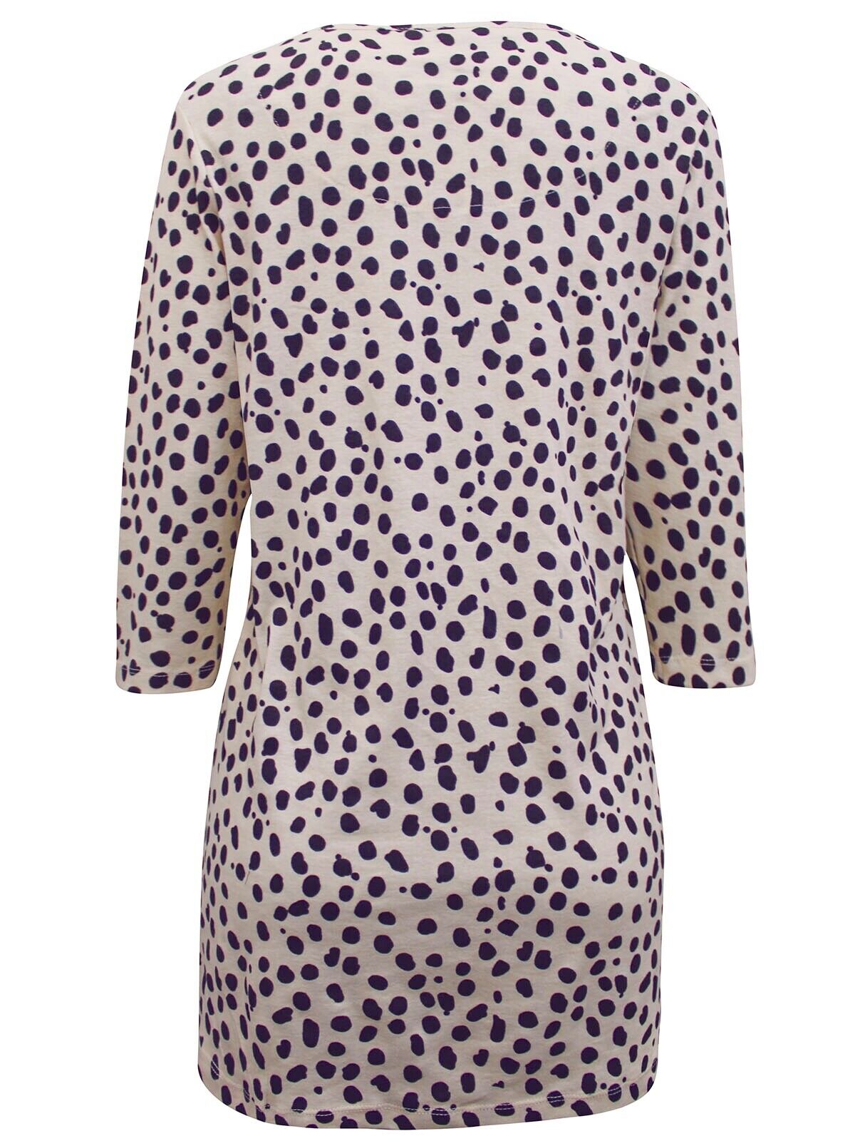 Dalmatian Print Cream Dot Tunic Plus Size 18-32 Jersey Pure Cotton Long Top 558