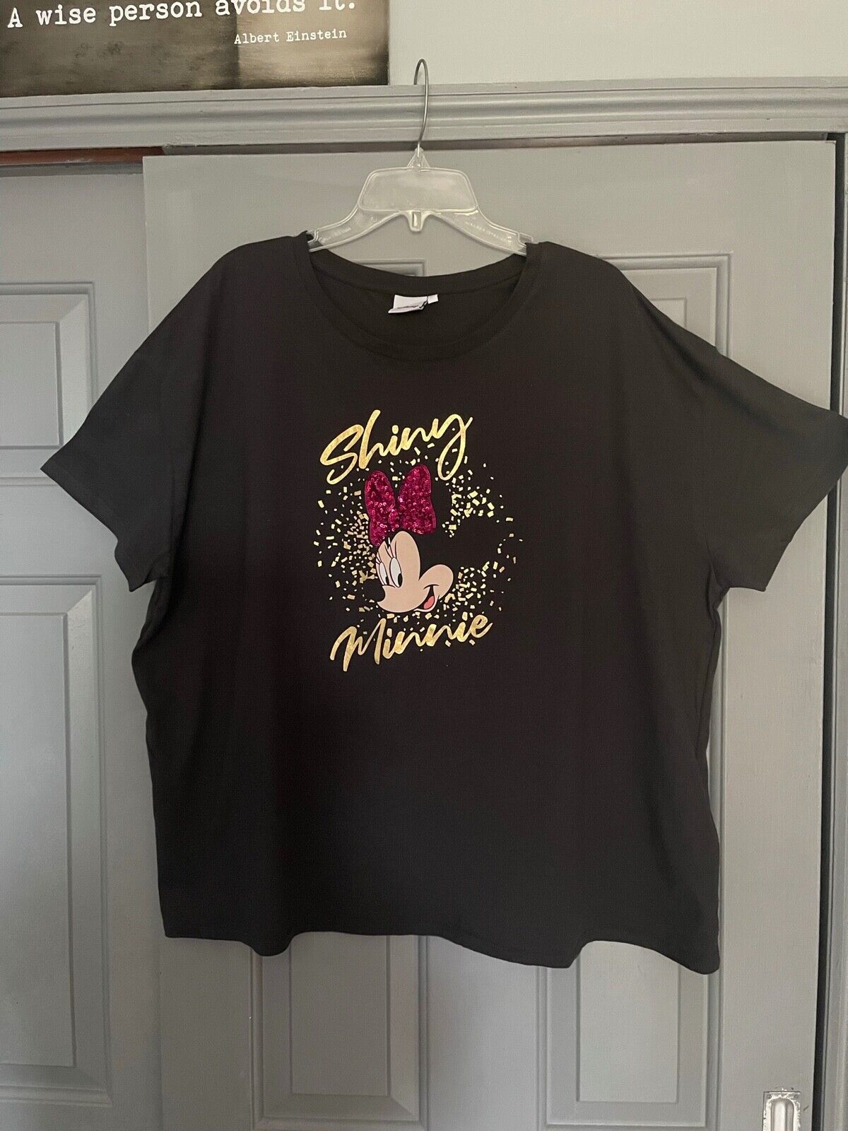 Minnie Mouse Top Plus Size 20 22/24 26/28 30/32 Black Disney sequin T-shirt 604
