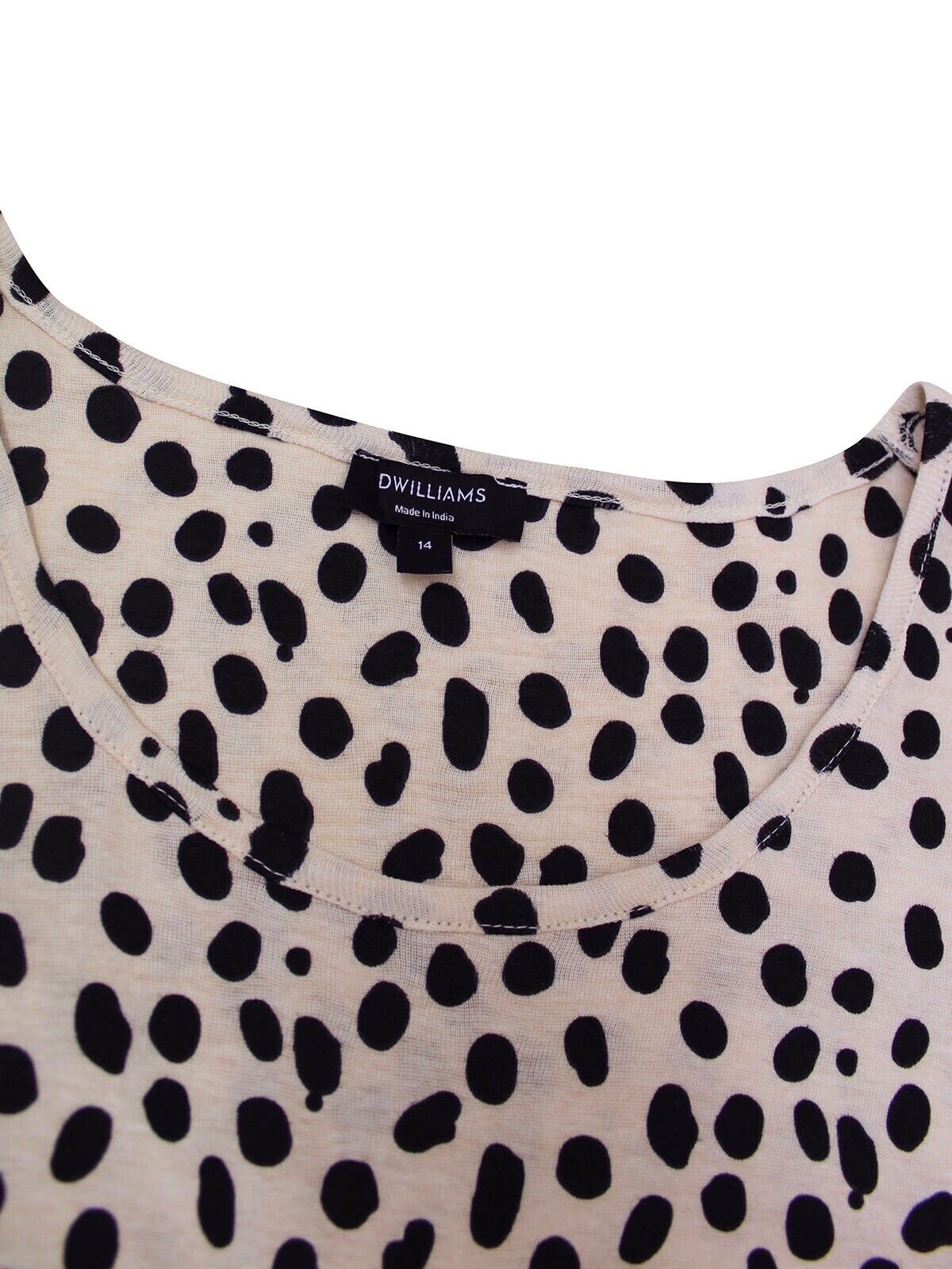 Dalmatian Print Cream Dot Tunic Plus Size 18-32 Jersey Pure Cotton Long Top 558