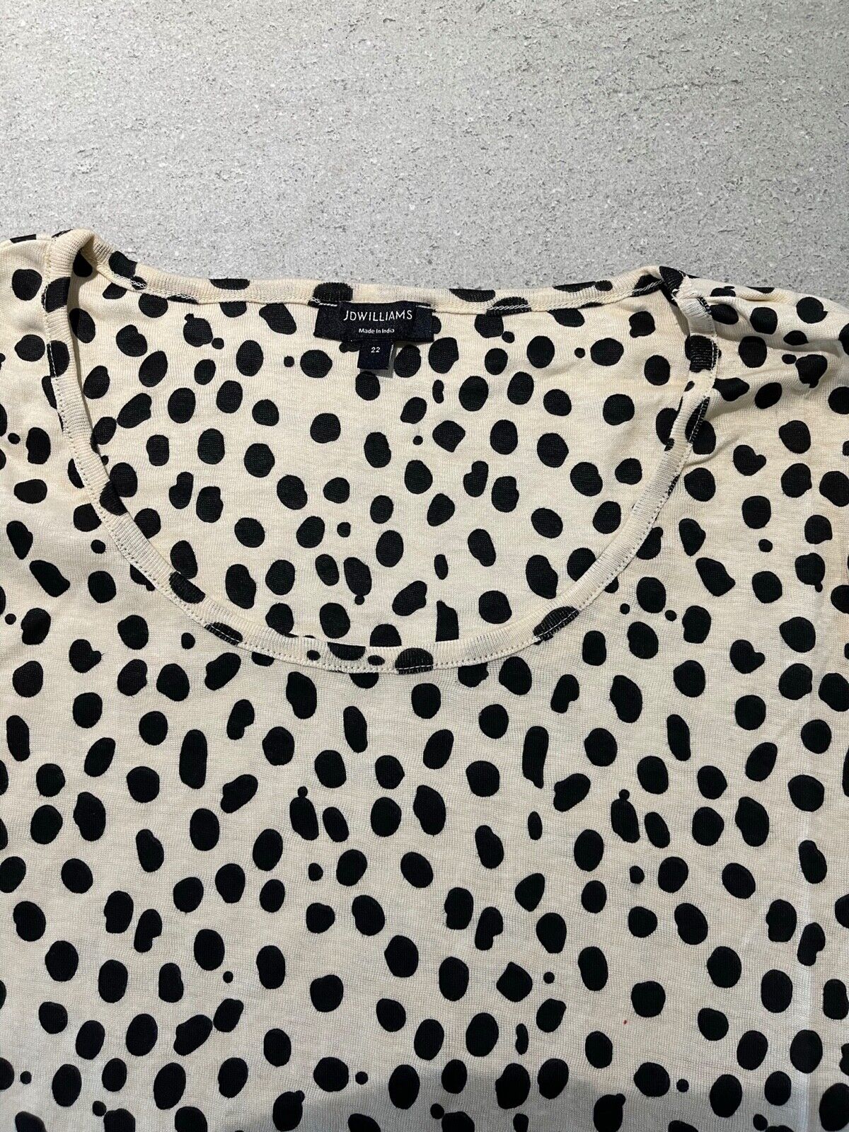 Dalmatian Print Cream Dot Tunic Plus Size 18-32 Jersey Pure Cotton Long Top 558