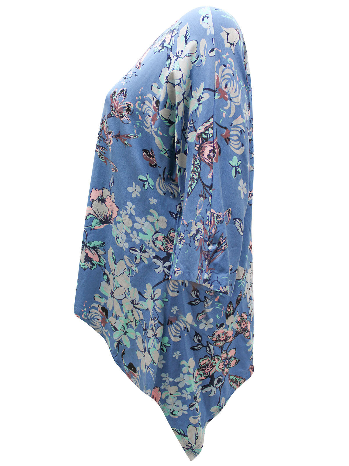 Blue Floral Hanky Hem Top Plus Size 26/28 blouse 557