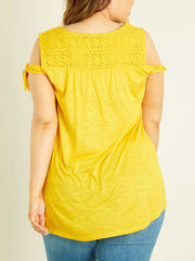 Yellow Lace Top Plus Size 16/18 20/22 24/26 28 Broderie Anglaise Shirt 783