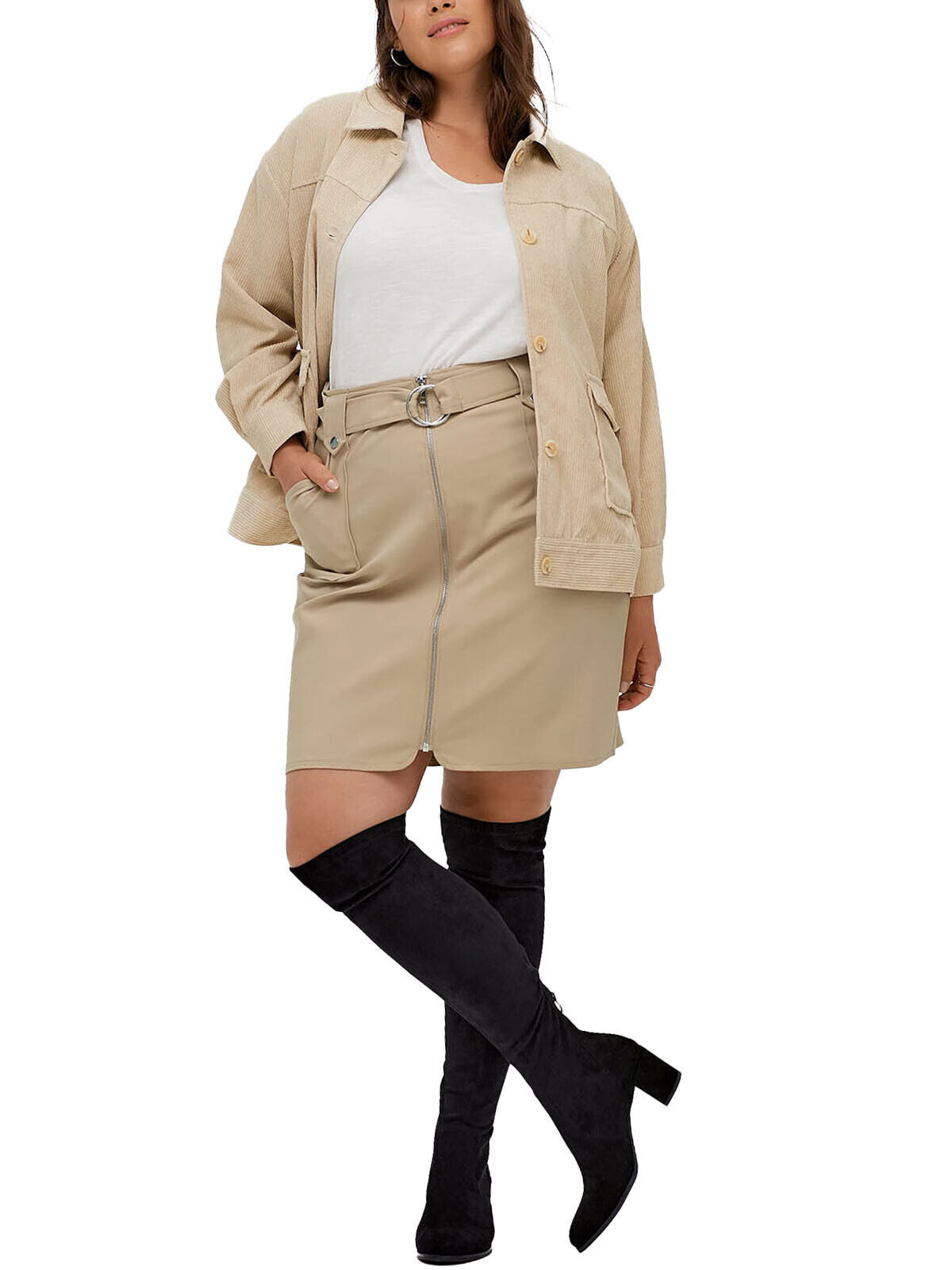 Beige Skirt Plus Size 16 18 20 22 24 28 30/32 knee length 744