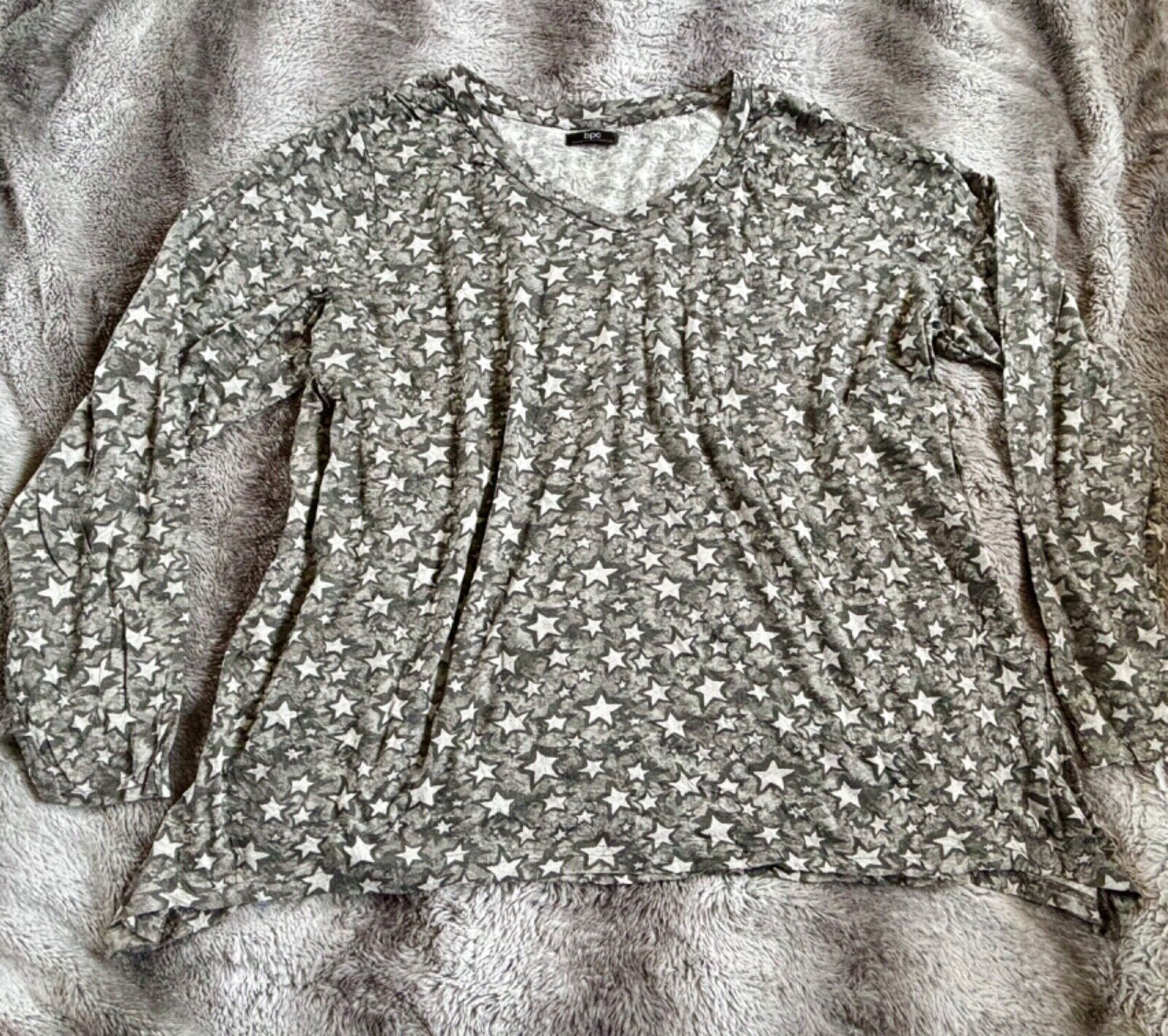 Cotton mix Jersey Top Plus Size 18/20 22/24 26/28 30/32 GREY STARS T-shirt (815)