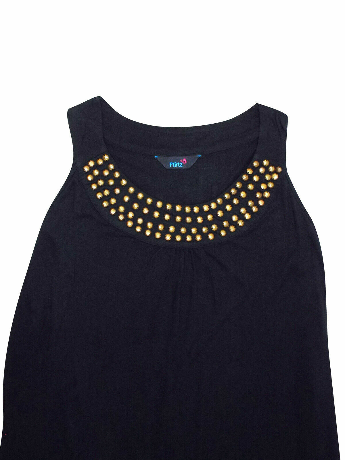 Black Cami top plus size 18/20 22/24 Sleeveless Embellished Blouse Gold stud 477