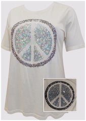 Womens Sequin Embellished Top Plus Size 24 26 28 30 White Silver Sparkle Top 569