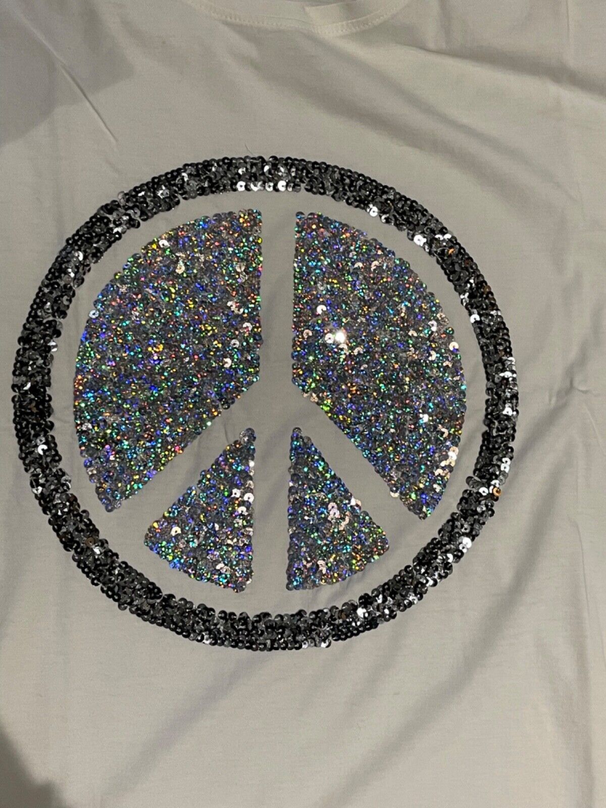 Womens Sequin Embellished Top Plus Size 24 26 28 30 White Silver Sparkle Top 569