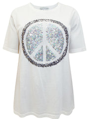 Womens Sequin Embellished Top Plus Size 24 26 28 30 White Silver Sparkle Top 569