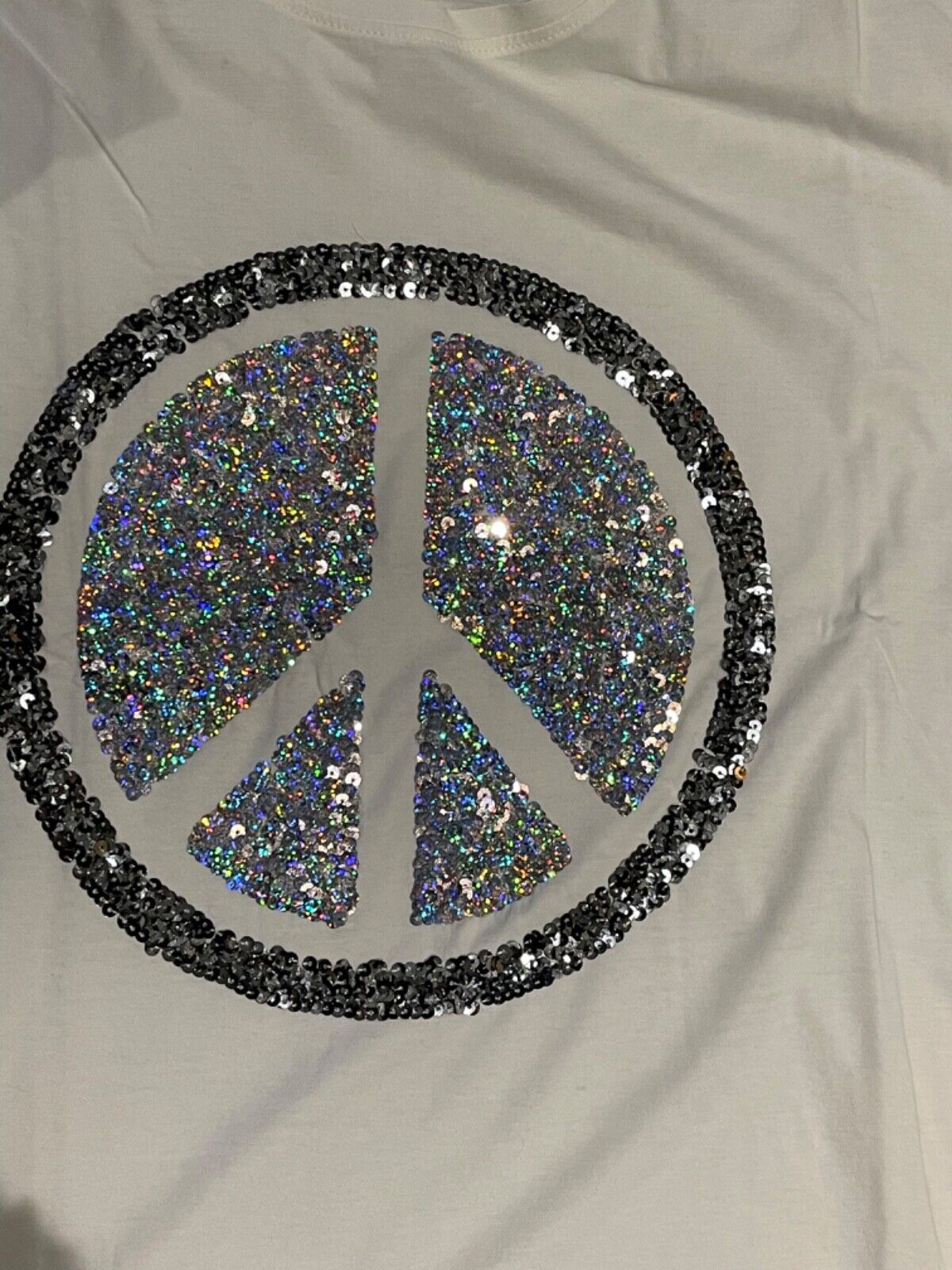 Womens Sequin Embellished Top Plus Size 24 26 28 30 White Silver Sparkle Top 569
