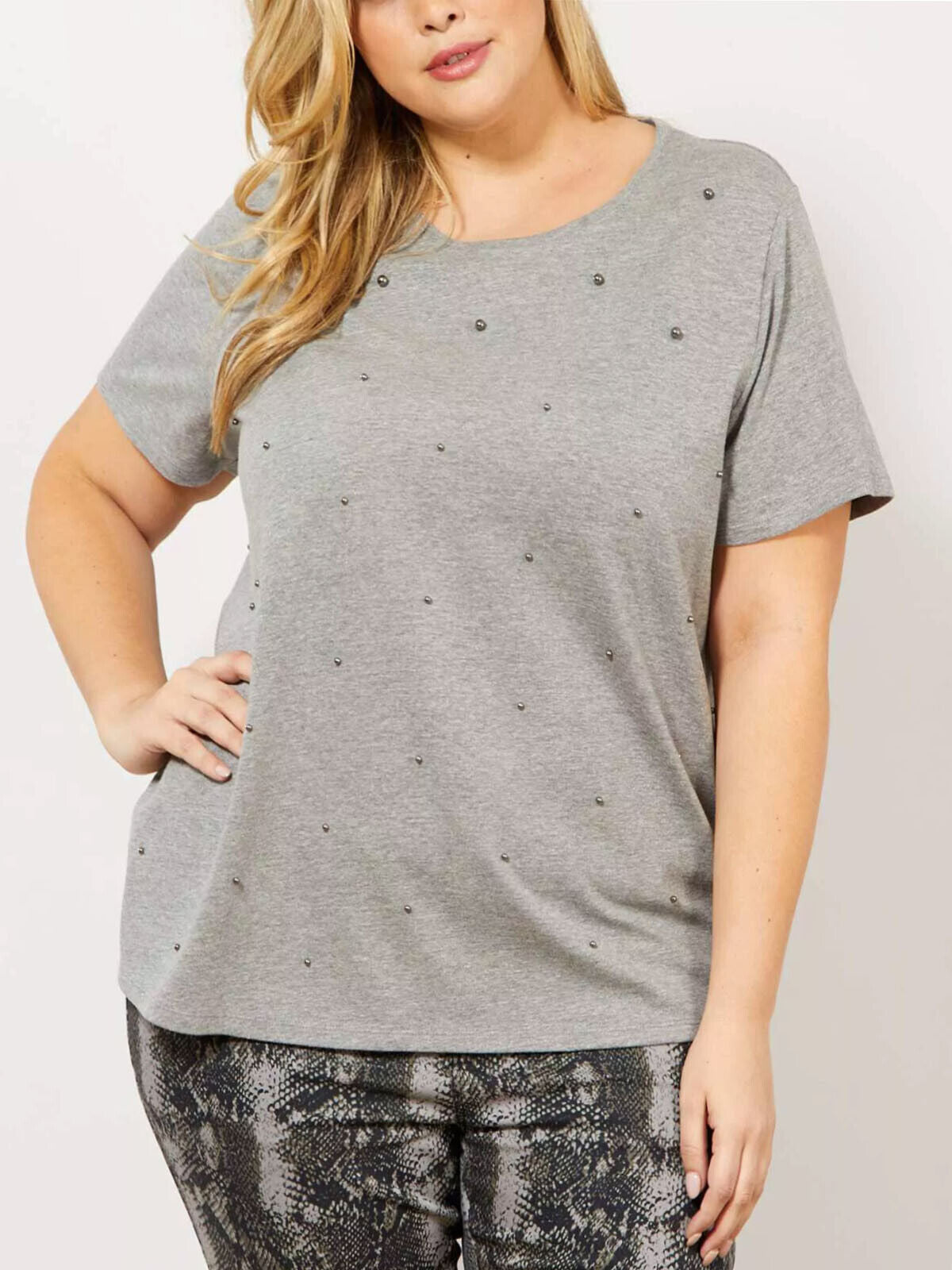 Black Grey Pure Cotton Embellished top Size 18-32 Studded (731)