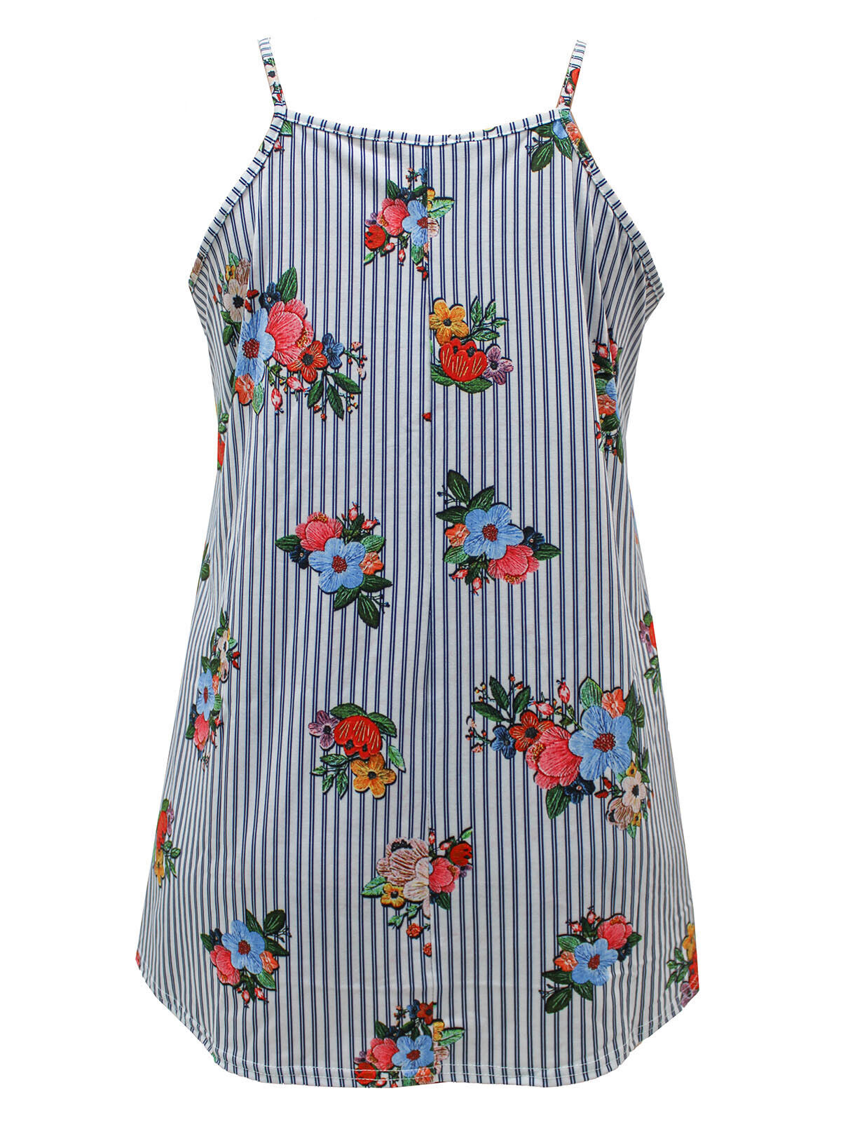White Floral Sleeveless Swing Top Size 16 18 20 22/24 26/28 30/32 A-line Tee 589