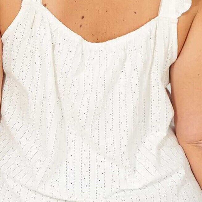 Pure Cotton Vest Top Plus Size 26/28 Broderie Anglaise Lace 781