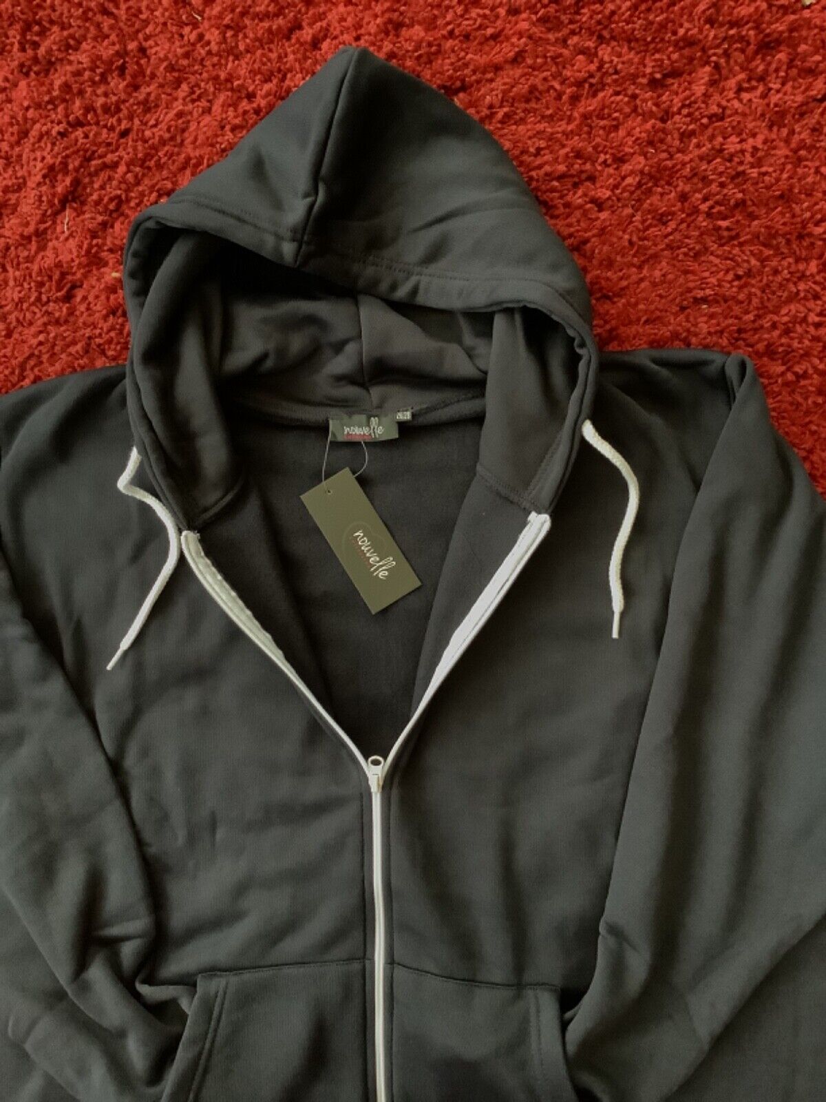 Womens Hoody Plus Size 14/16 18/20 22/24 26/28 30/32 Zip Up Jacket Grey Navy Red