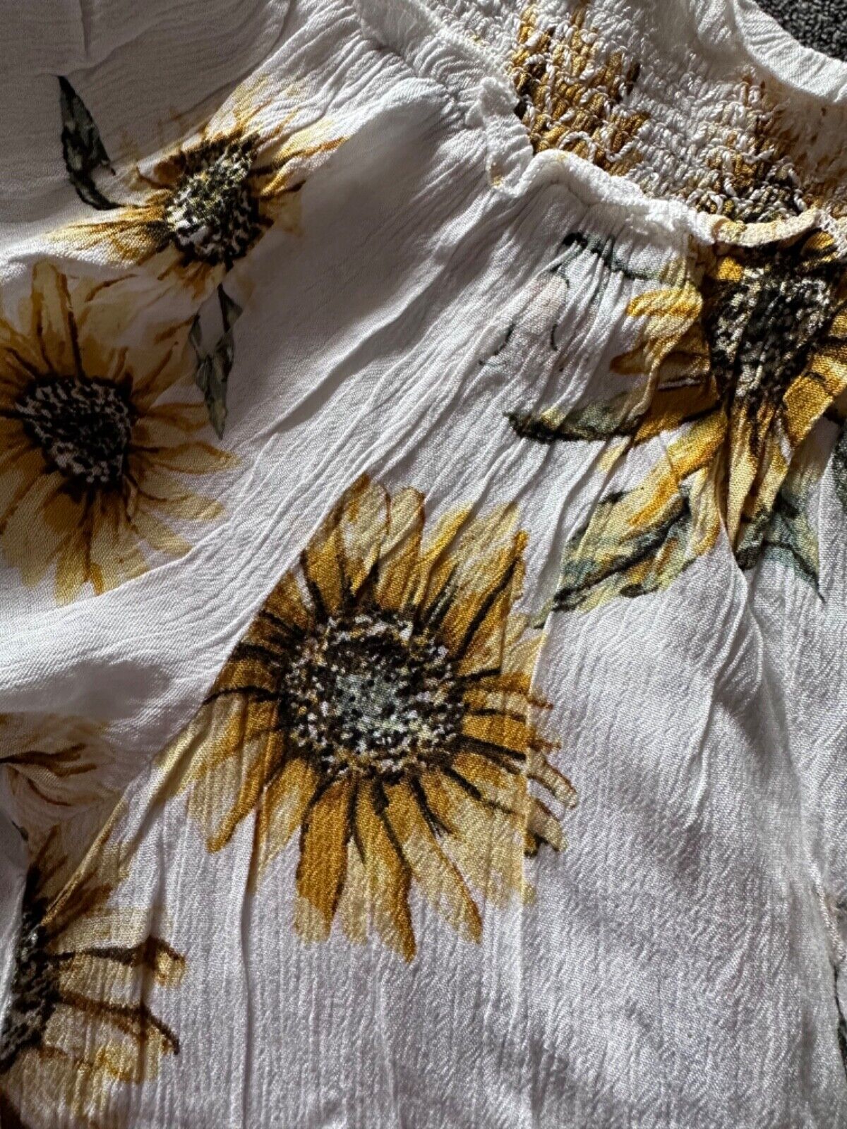 Womens Sunflower Blouse Plus Size 18/20 22/24 26/28 28/30 Bardot Crinkle Top 747