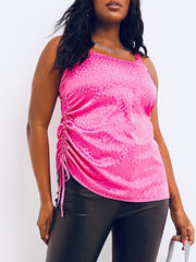 PINK Satin Vest Top Plus Size 18/20 22/24 26/28 30/32 Love Hearts Camisole 800