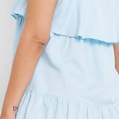 Sleeveless Linen Top Plus Size 22/24 26/28 30/32 Blue Tiered Camisole  797