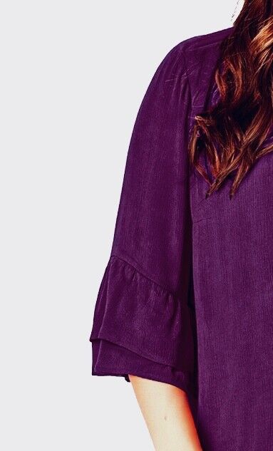 Purple Crinkle Blouse Plus Size 22/24 26/28 Women’s Crepe Top 3/4 sleeve  792