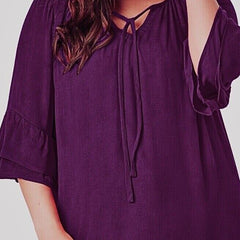 Purple Crinkle Blouse Plus Size 22/24 26/28 Women’s Crepe Top 3/4 sleeve  792