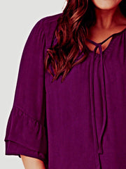 Purple Crinkle Blouse Plus Size 22/24 26/28 Women’s Crepe Top 3/4 sleeve  792