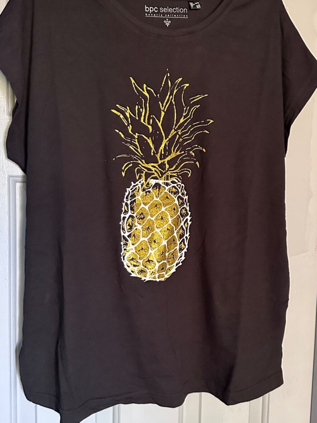 Embellished Pineapple Top Size 14 16 18 20 22 24 26 28 30 Cotton Glitter T-shirt