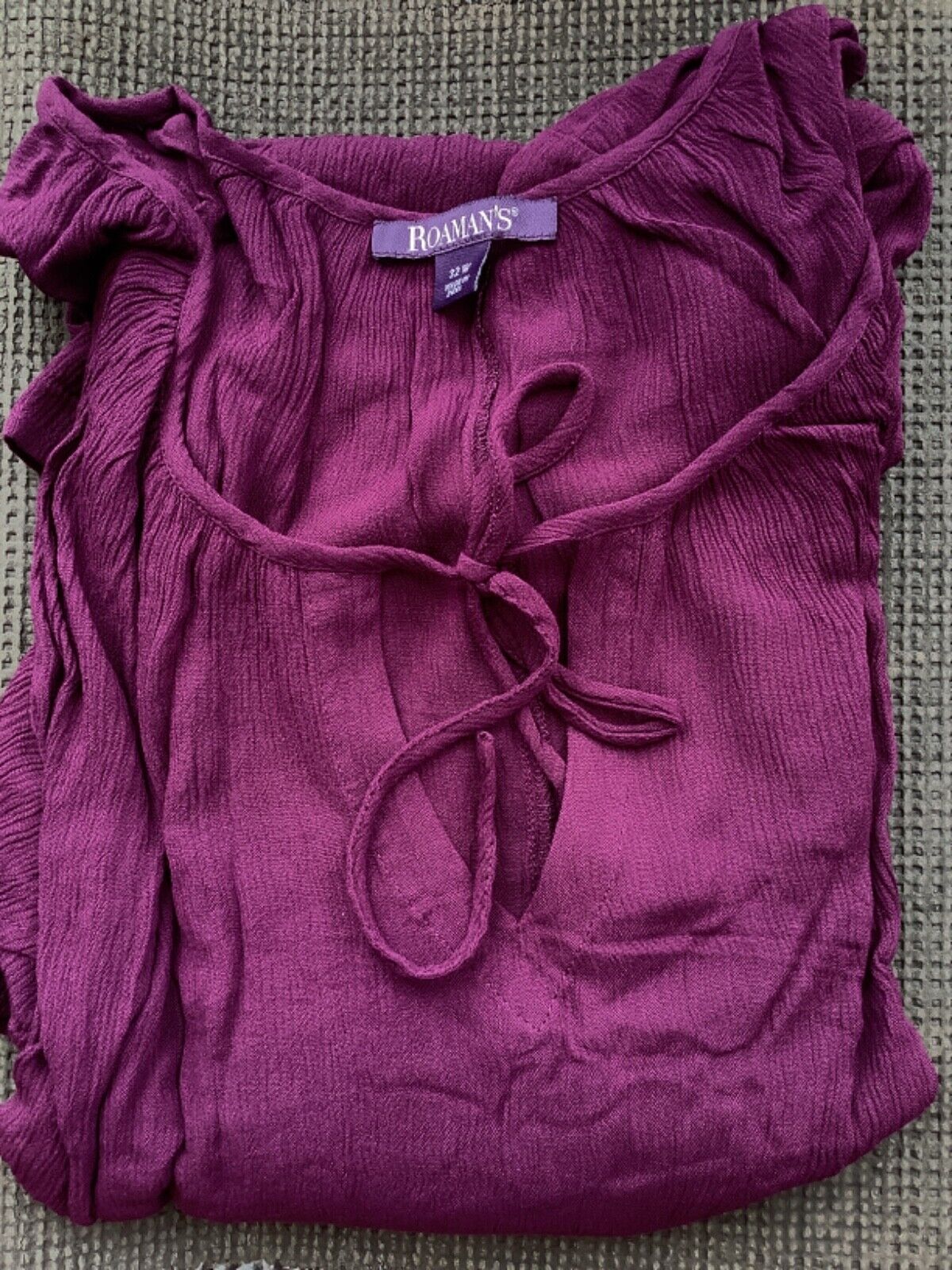 Purple Crinkle Blouse Plus Size 22/24 26/28 Women’s Crepe Top 3/4 sleeve  792