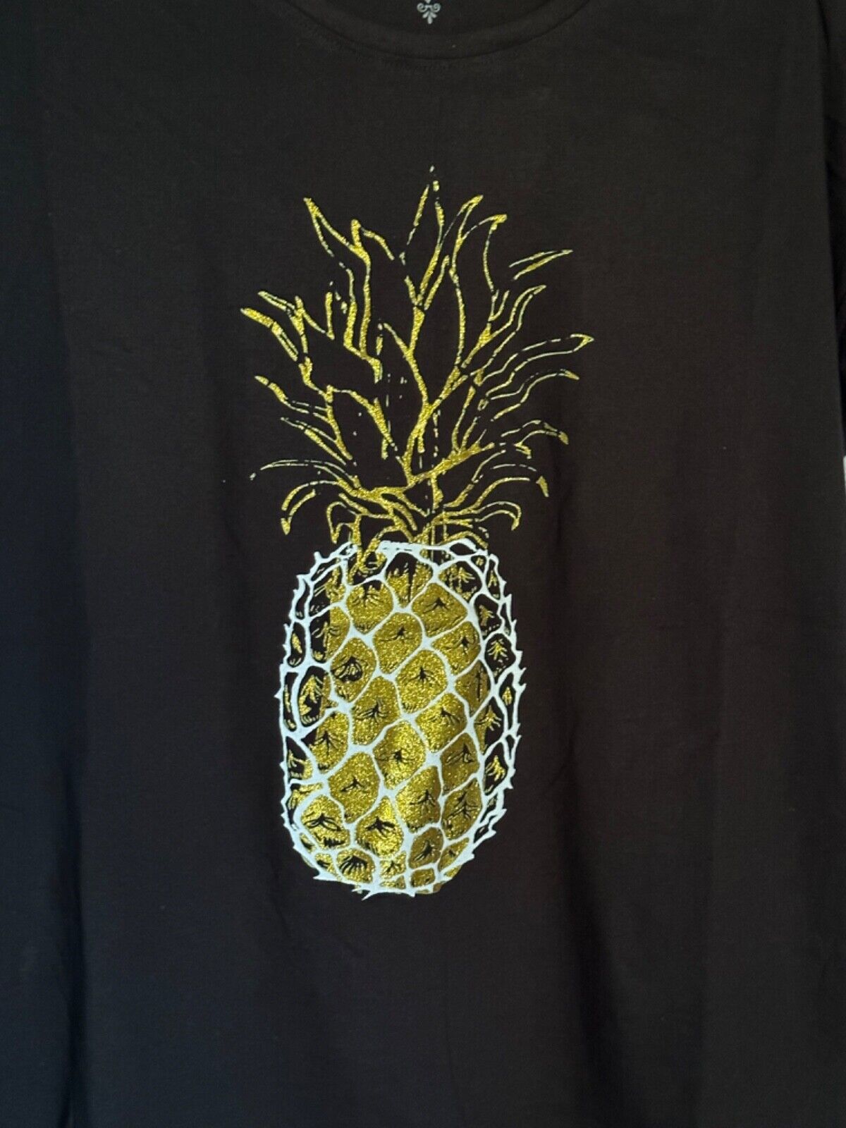 Embellished Pineapple Top Size 14 16 18 20 22 24 26 28 30 Cotton Glitter T-shirt