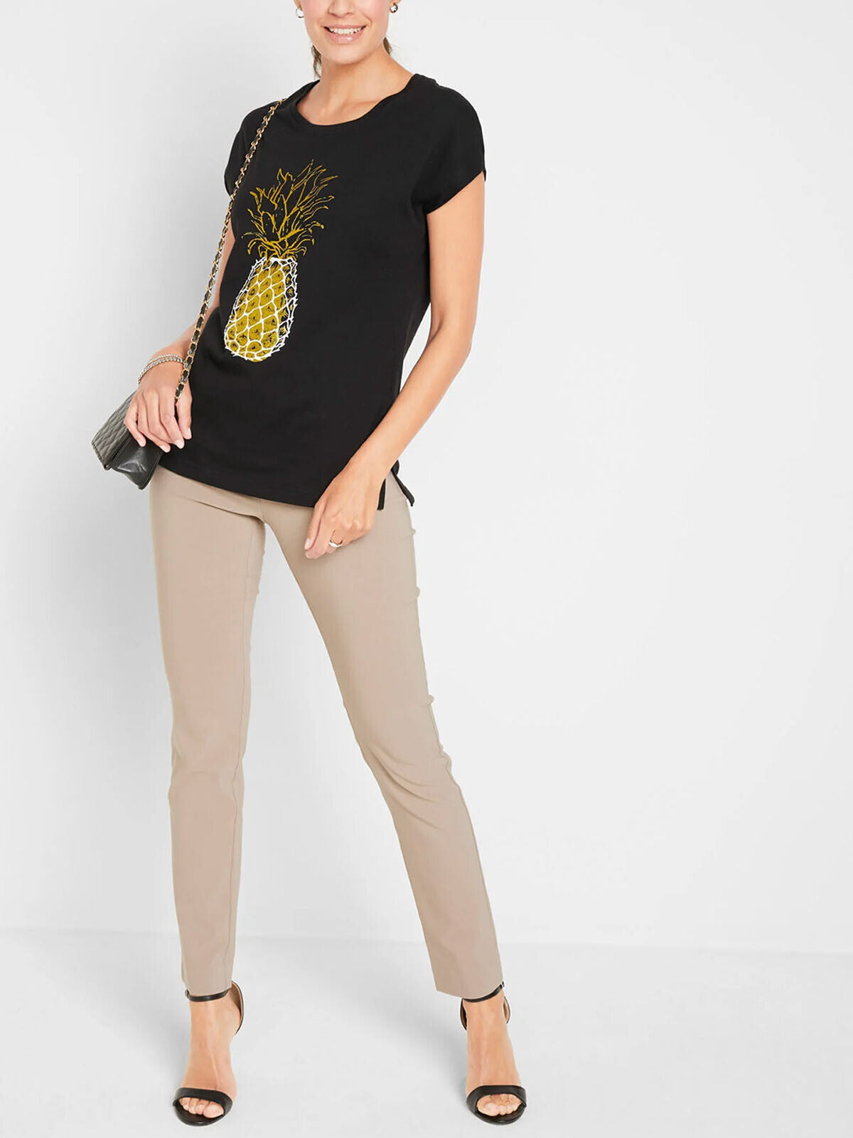 Embellished Pineapple Top Size 14 16 18 20 22 24 26 28 30 Cotton Glitter T-shirt