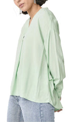 Mint Green Collarless Blouse Plus Size 16 18 20 22 24 Silk touch Top 667
