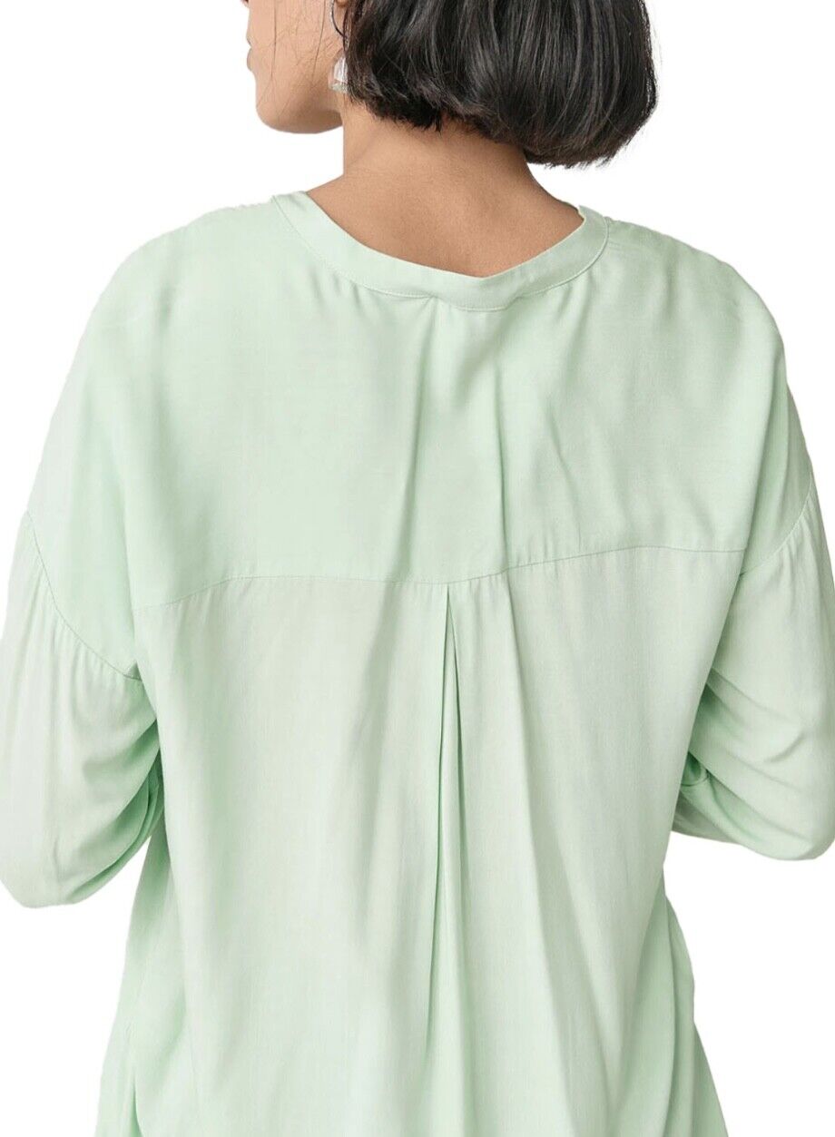 Mint Green Collarless Blouse Plus Size 16 18 20 22 24 Silk touch Top 667