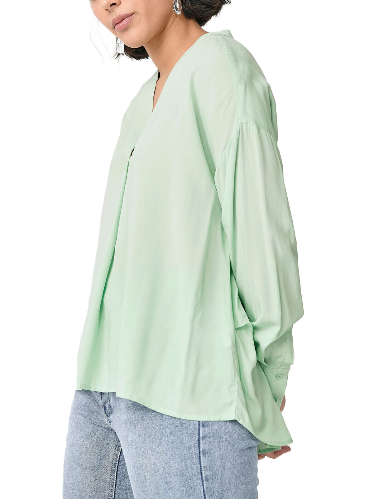 Mint Green Collarless Blouse Plus Size 16 18 20 22 24 Silk touch Top 667