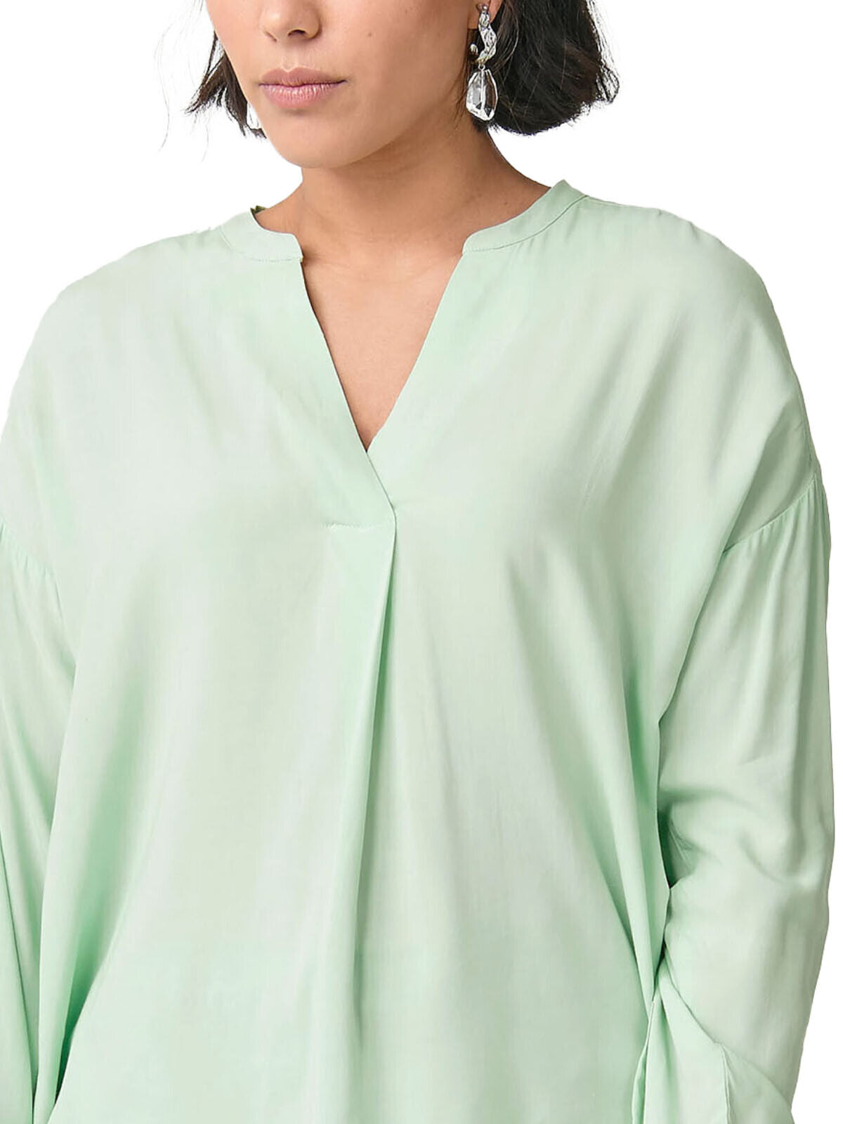 Mint Green Collarless Blouse Plus Size 16 18 20 22 24 Silk touch Top 667