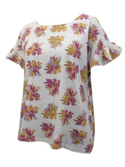 Pure Cotton Leaf T-shirt Plus Size 20 22  Jersey floral Print Top 686