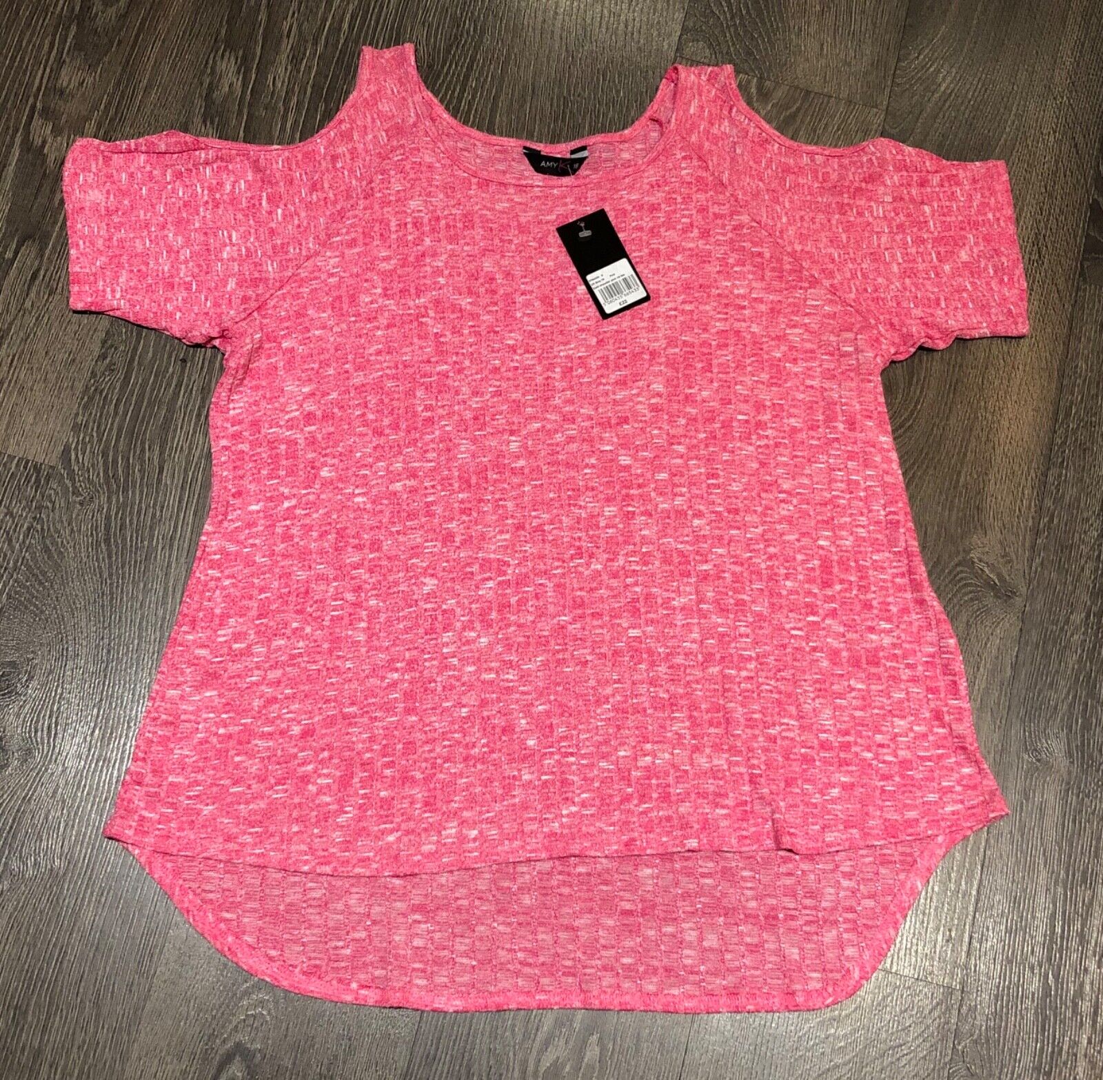 Women’s Pink Top Ribbed Knit Plus Size 18 20 24 Cold Shoulder Stretchy Top396