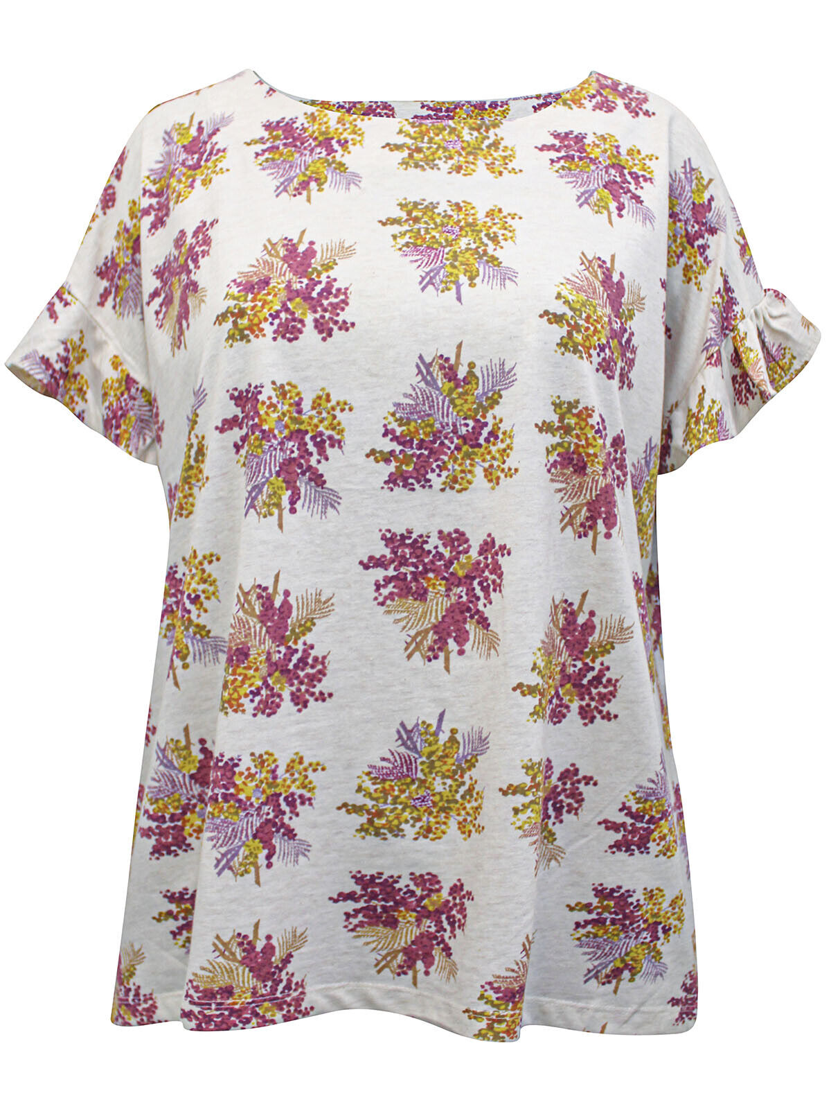 Pure Cotton Leaf T-shirt Plus Size 20 22  Jersey floral Print Top 686