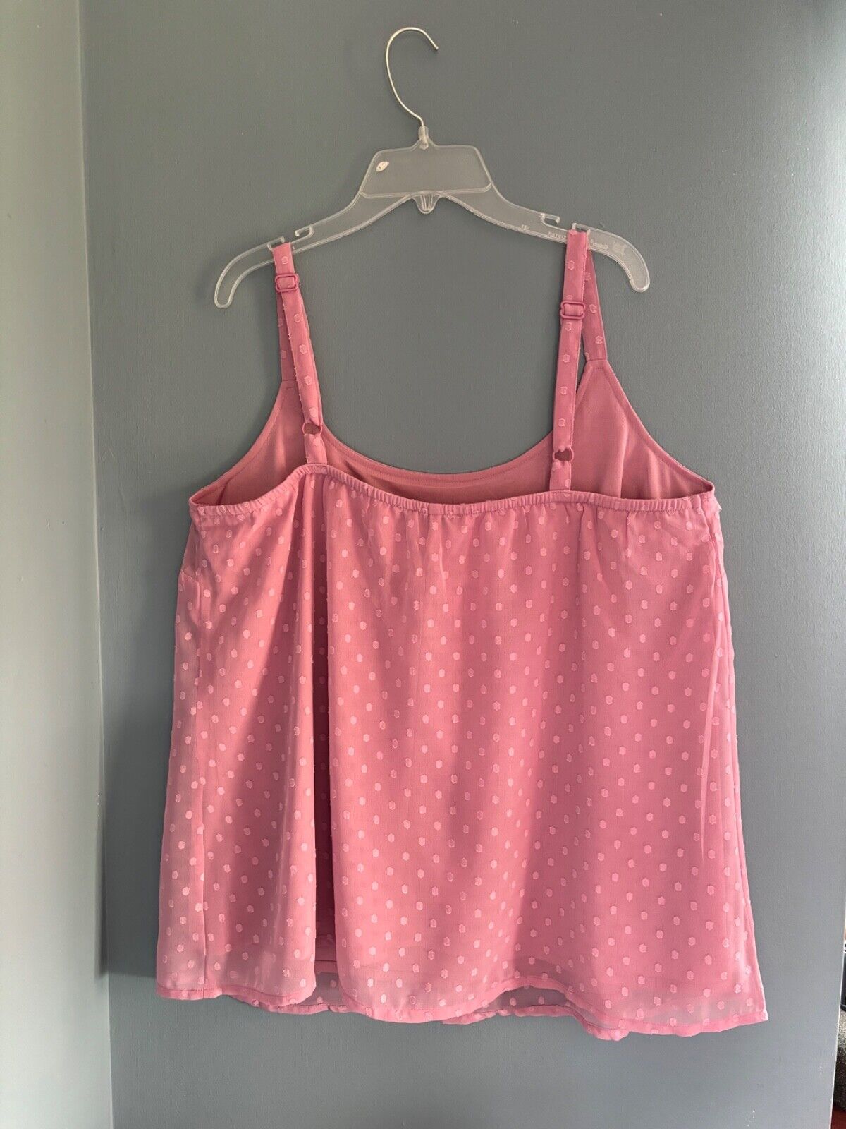 Pink Cami Vest Plus Size 16 18 20 24 26 28 30 32 Chiffon Jacquard Layer Top 788