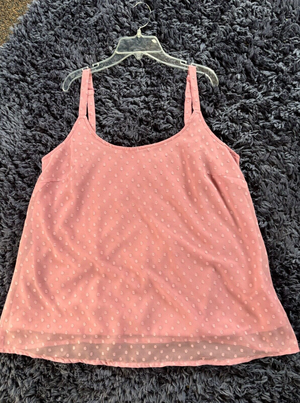 Pink Cami Vest Plus Size 16 18 20 24 26 28 30 32 Chiffon Jacquard Layer Top 788