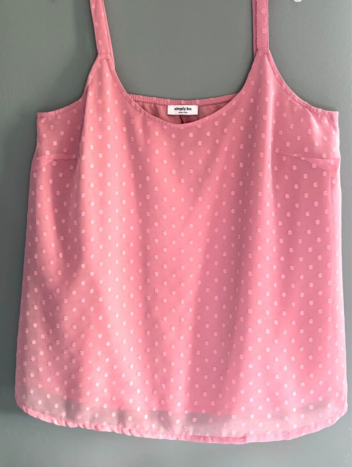 Pink Cami Vest Plus Size 16 18 20 24 26 28 30 32 Chiffon Jacquard Layer Top 788