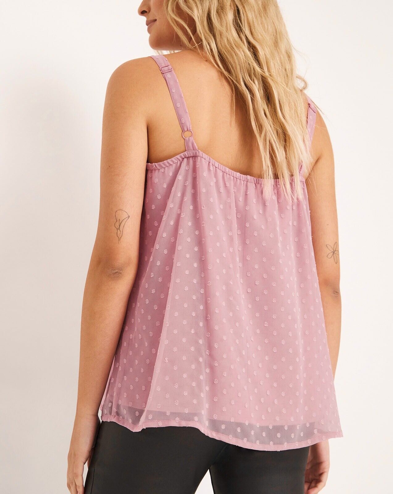Pink Cami Vest Plus Size 16 18 20 24 26 28 30 32 Chiffon Jacquard Layer Top 788