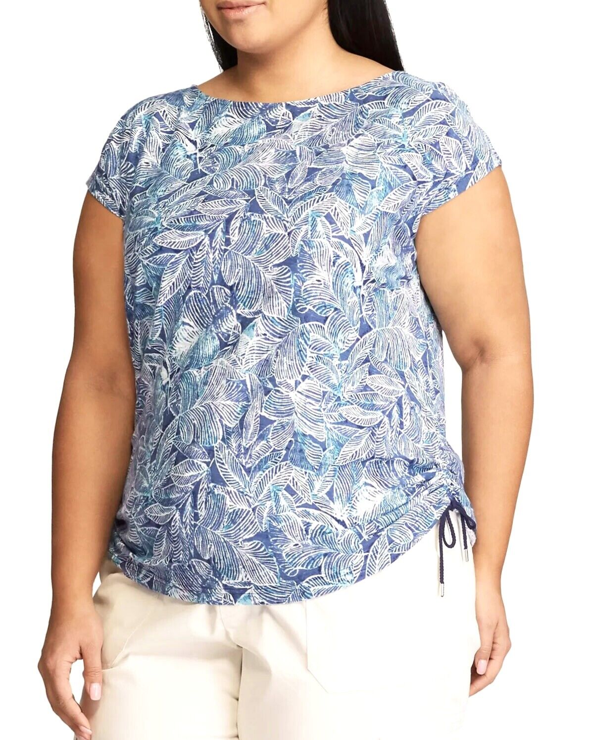 Ralph Lauren Chaps Leaf Print Top Plus Size 18/20 22/24 26/28 30/32 T-shirt  761