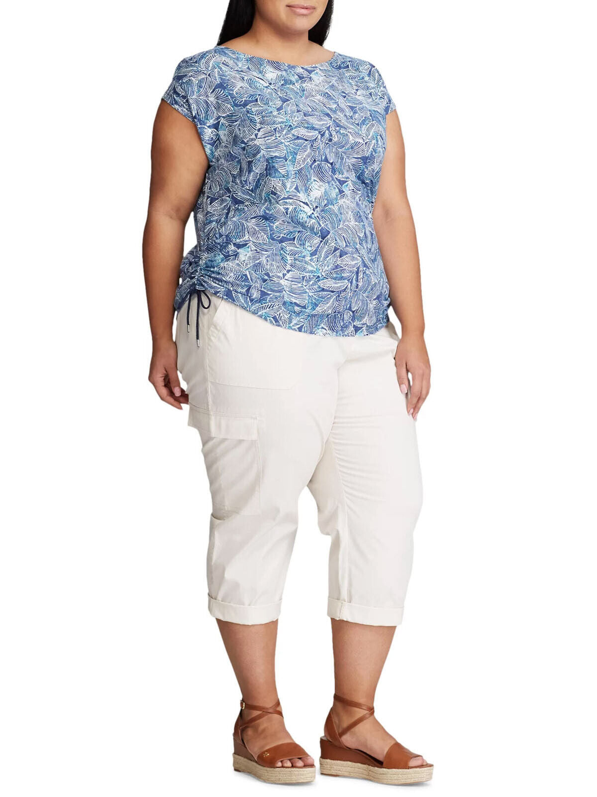 Ralph Lauren Chaps Leaf Print Top Plus Size 18/20 22/24 26/28 30/32 T-shirt  761