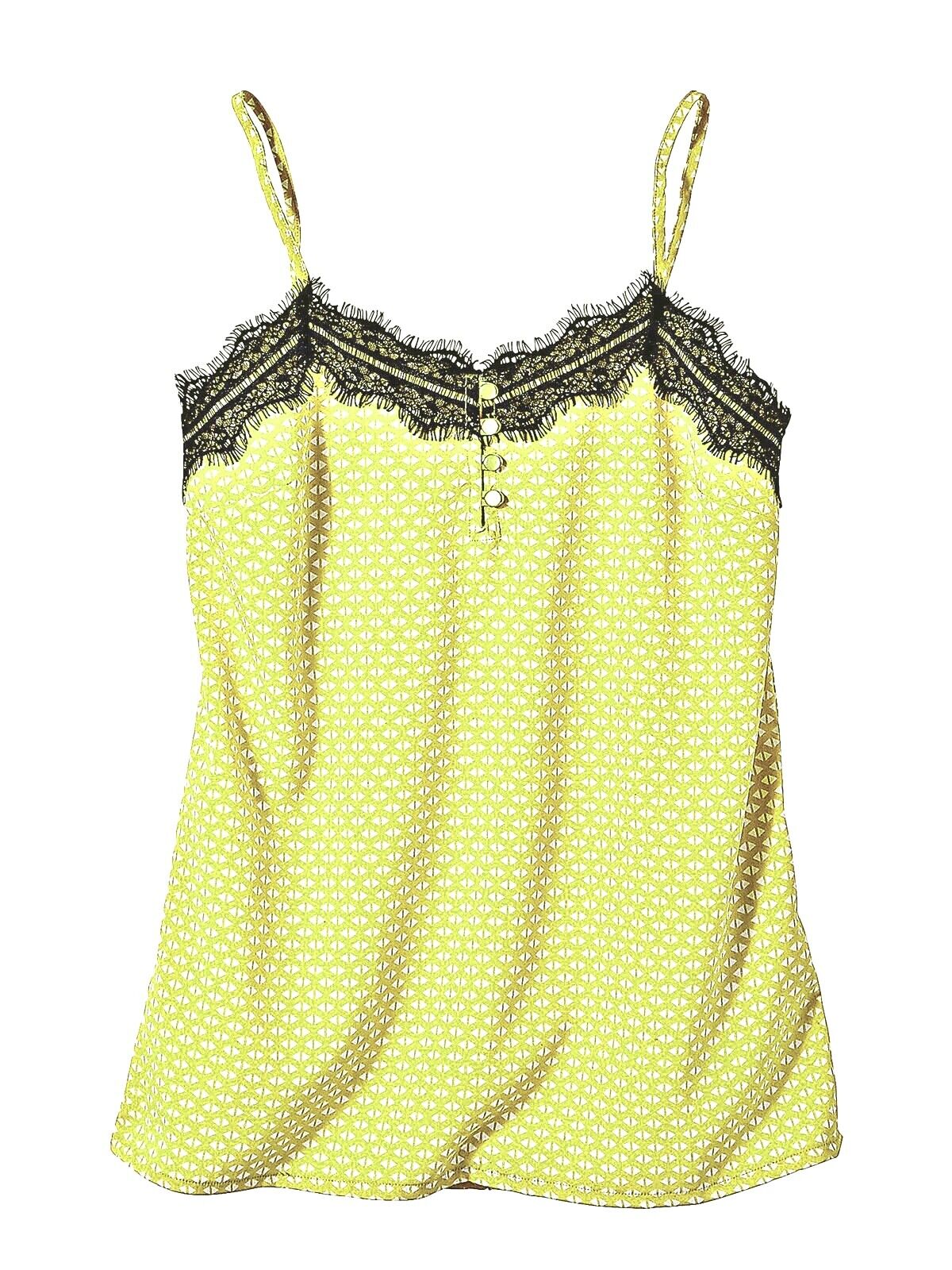 Ladies Cami top Plus Size 16, 18/20, 22/24, Yellow Sleeveless Lace Vest New 772