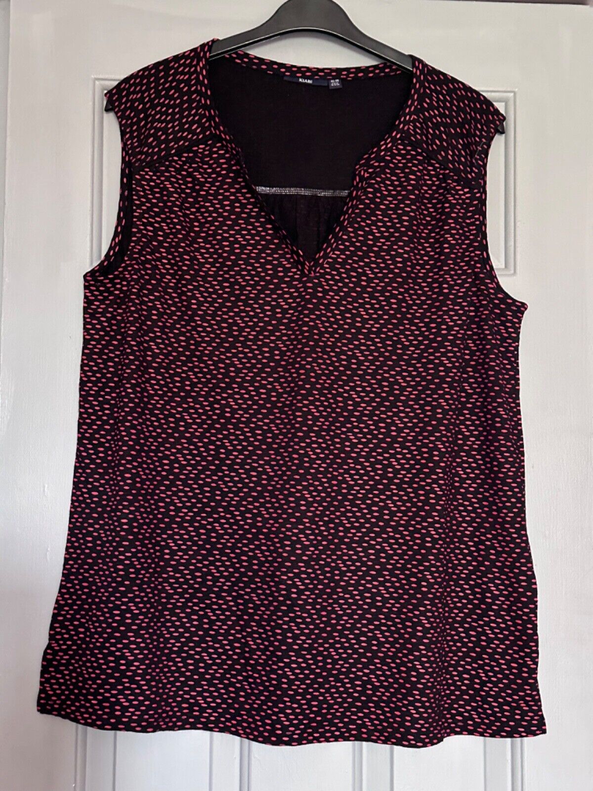 Black Sleeveless Jersey Top Plus Size 18/20 22/24 26/28 30/32 Red Spotted 688