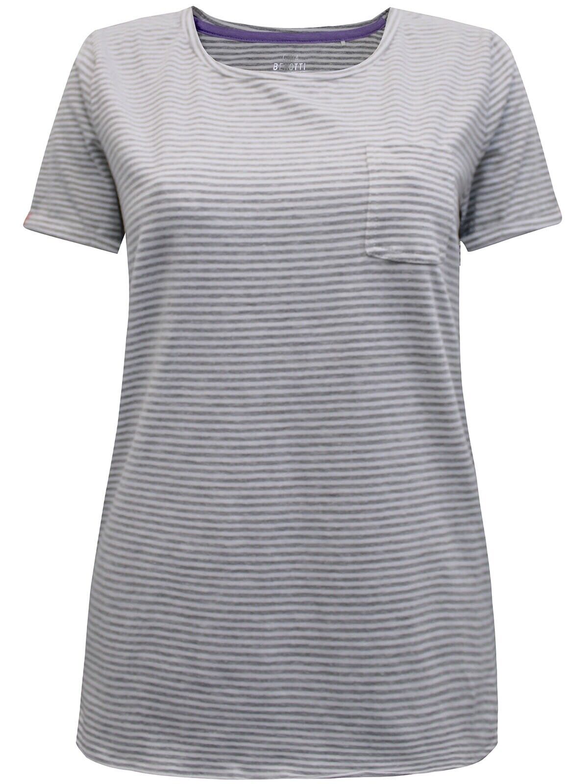 Grey Striped cotton mix Henley Top Plus Size 14/16 18/20 22/24 Lounge wear 647