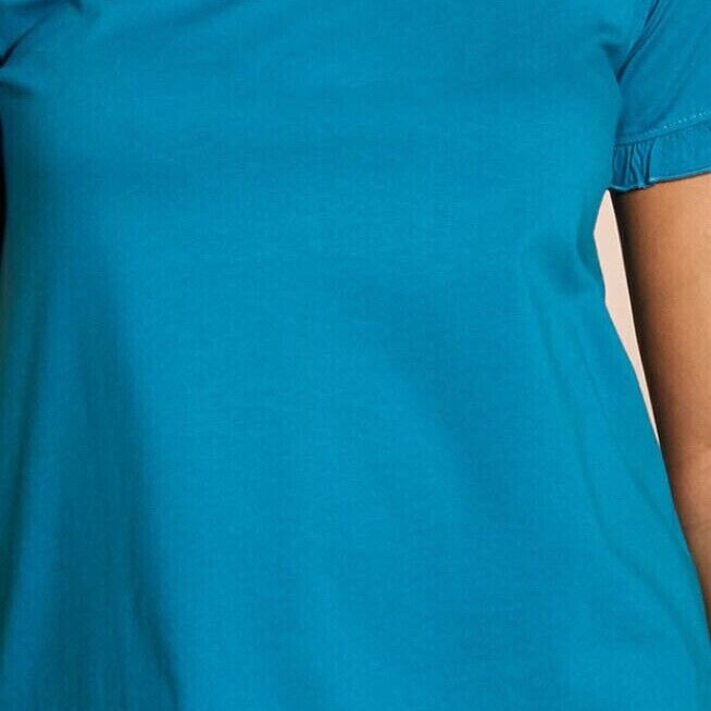 Pure Cotton Teal Top Plus Size 18/20 22/24 Ruffle trim stretch T-shirt 644