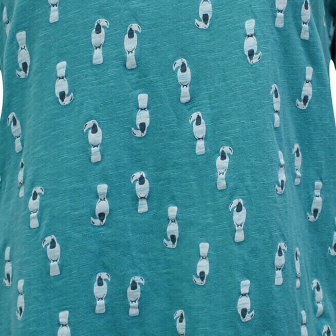 Pure Cotton Toucan Bird Top Plus Size 14/16 18/20 22/24 26/28 Teal T-shirt 648