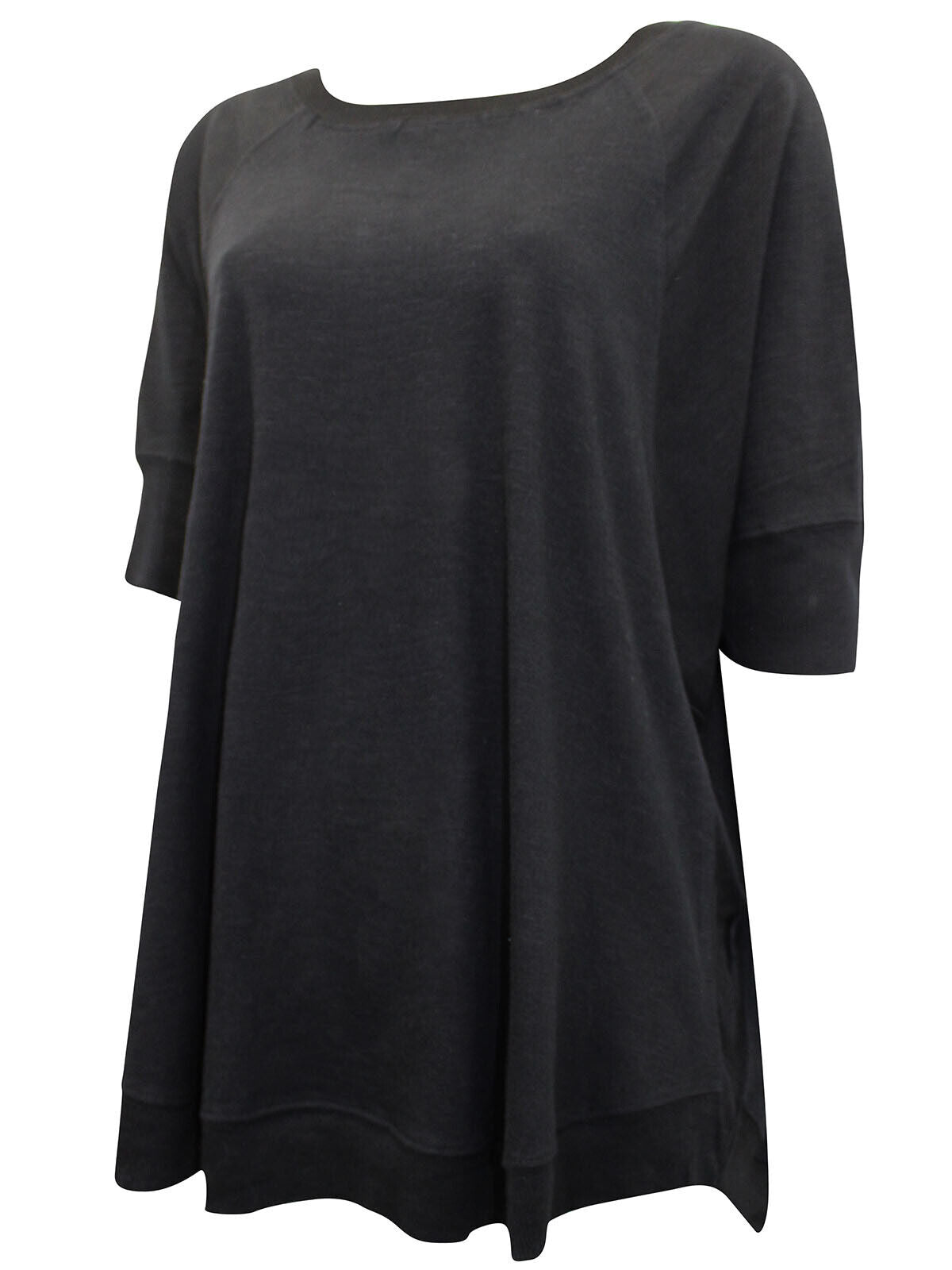 Women's Plain Black Cotton Jersey Top Plus Size 18/20 22/24 New curved hem 705