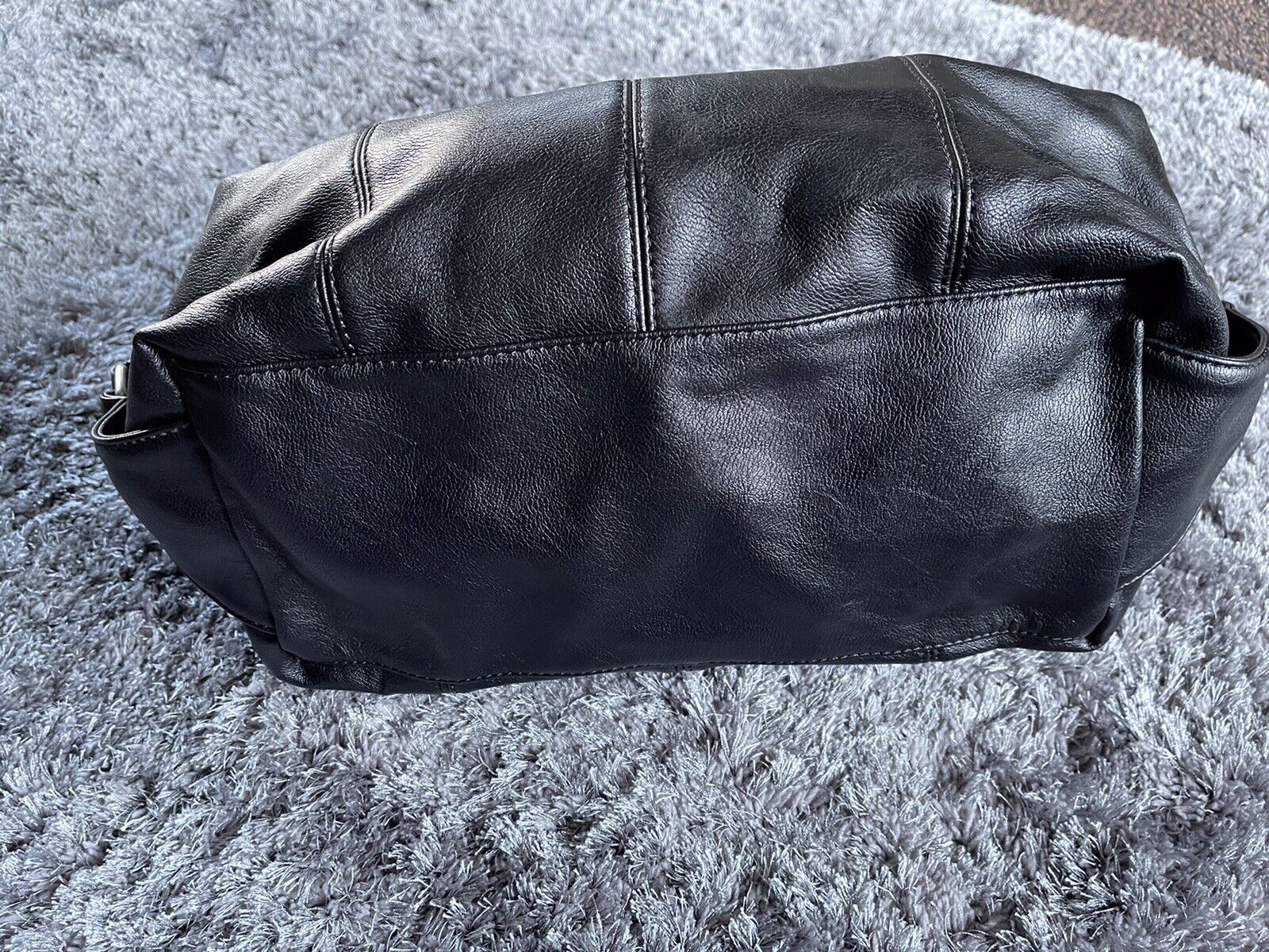 Womens Metal Stud Faux Black Leather Bag Ladies Large Handbag New Zip Quality