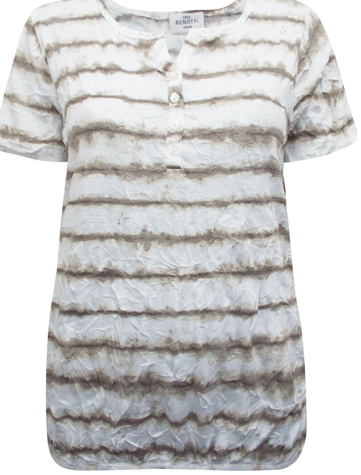 Women’s Henley Top Plus Size 18/20 22/24 26/28 White striped Summer T-shirt 448