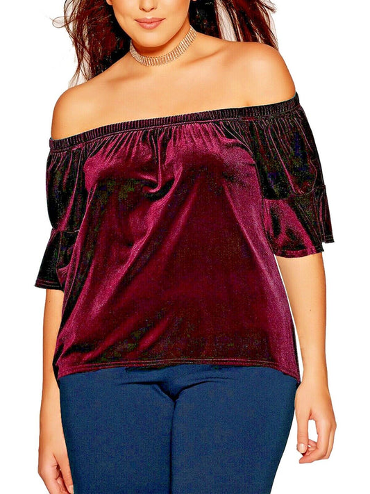 Bardot top size 12 14 16 18 20 22 Velvet Off Shoulder Top Party 467