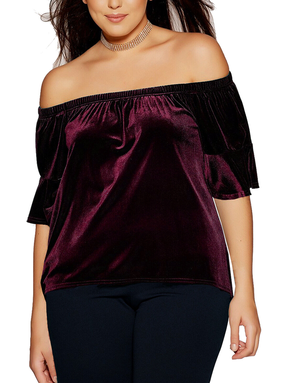 Bardot top size 12 14 16 18 20 22 Velvet Off Shoulder Top Party 467